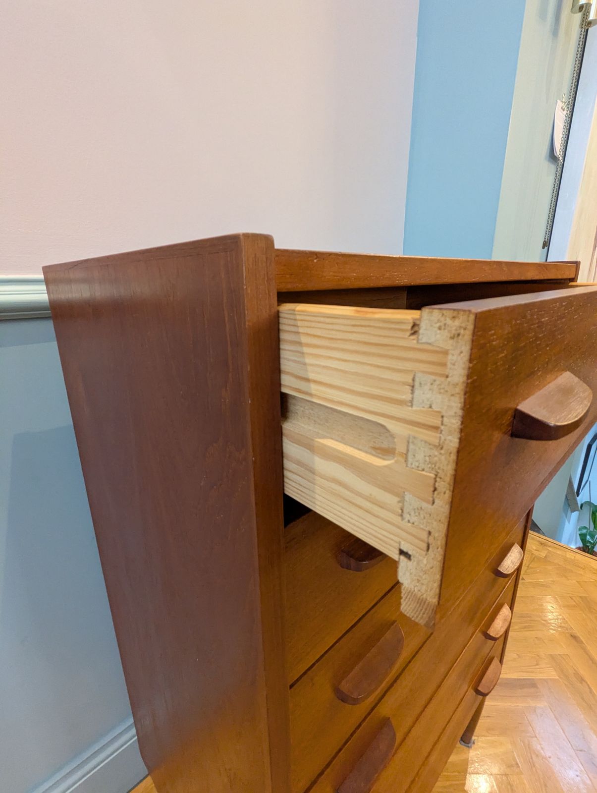 Furniture Mid 20th Century  Six Drawer Teak Tallboy photo