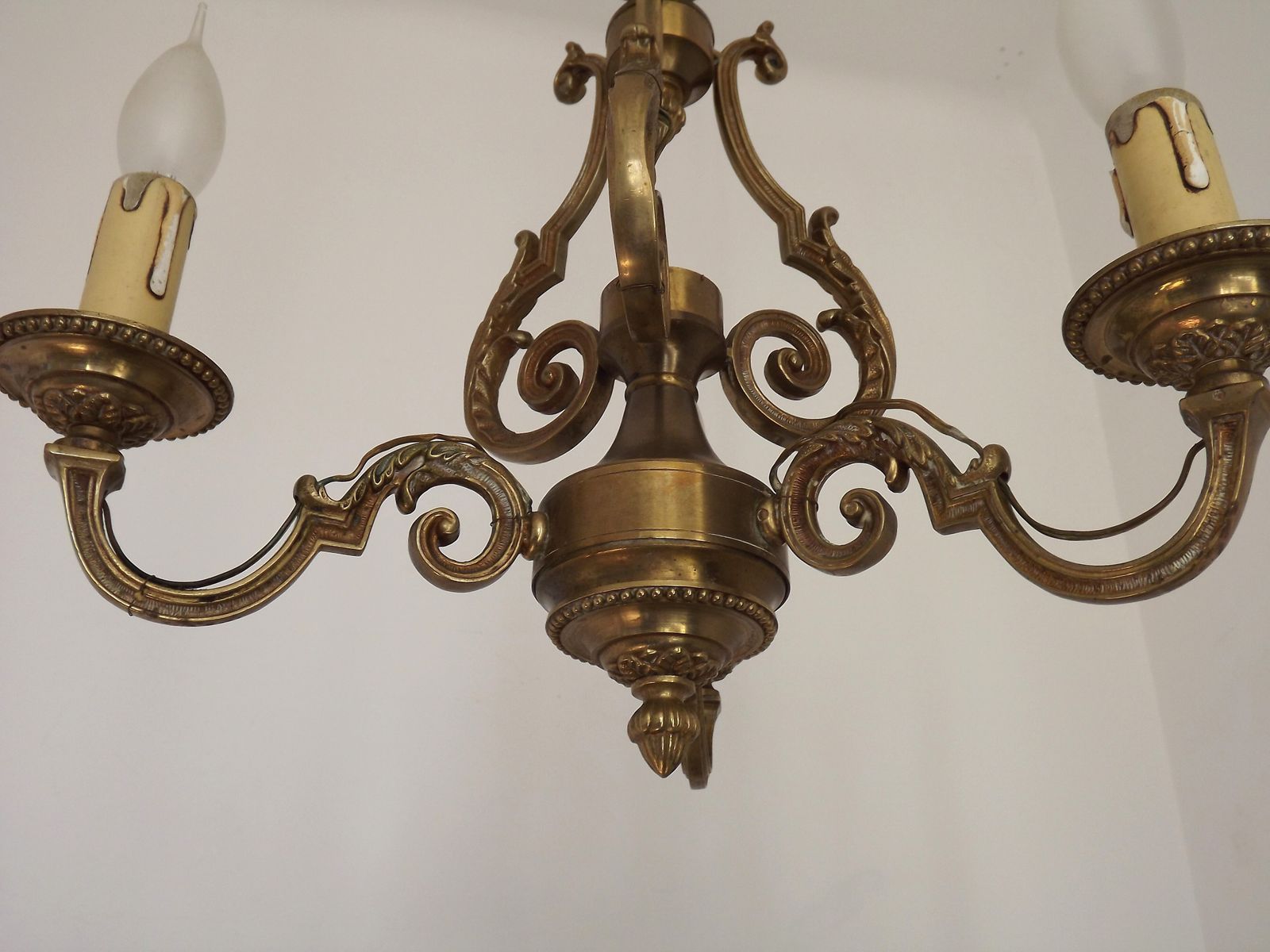 photo furniture French Bronze Art Nouveau Style 3 Light 3 Sided Cage Chandelier