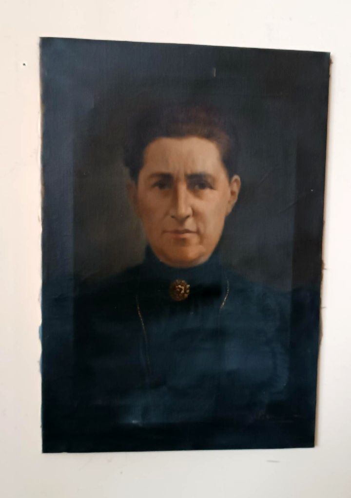 Antique Painting Early 900s Female Portrait Signed S.Bruno photo furniture