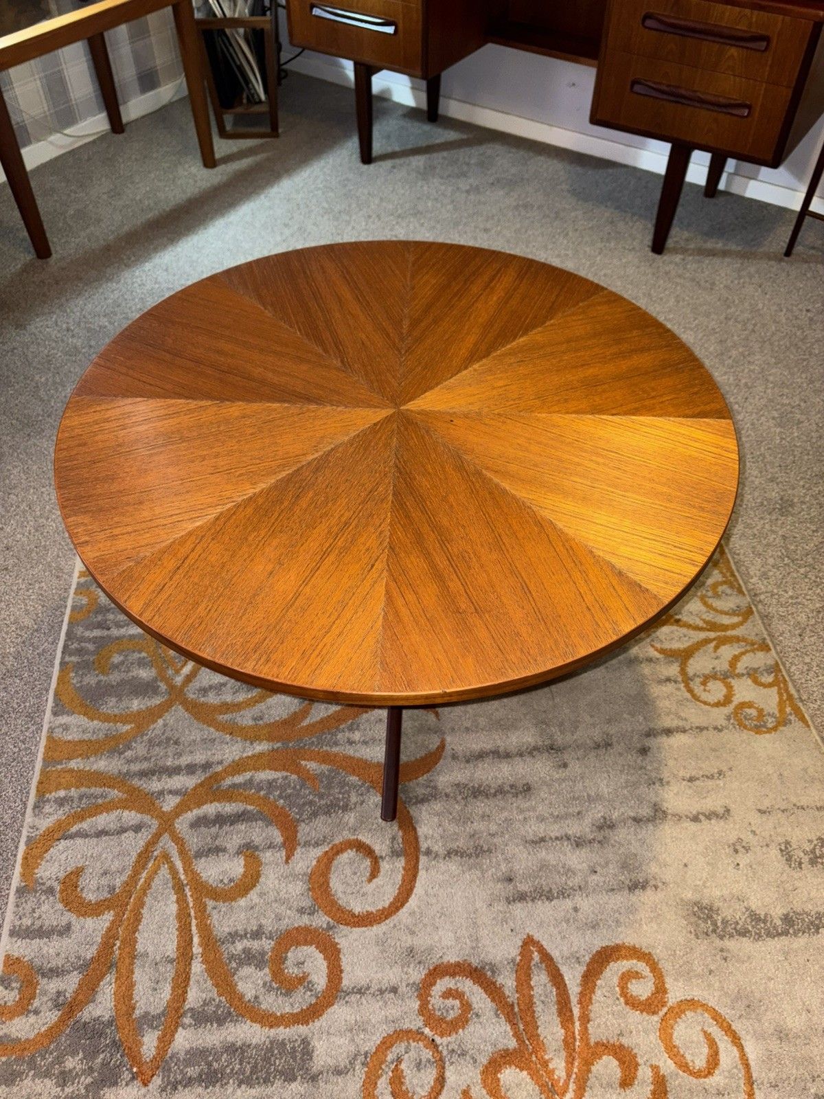 photo furniture Mid Century Danish Kubus Teak Starburst Radial Coffee Table Retro G Plan Era