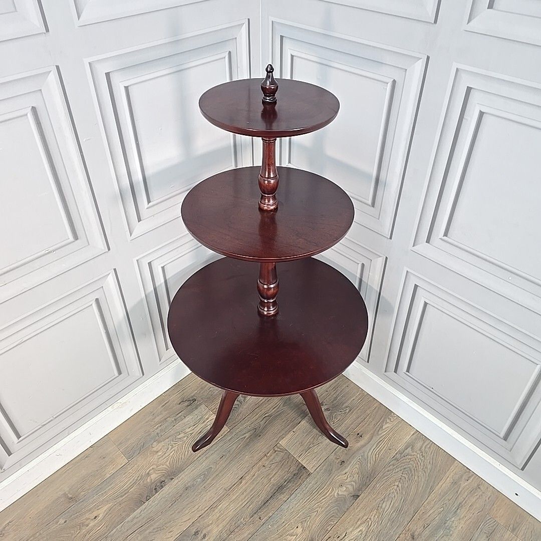 Vintage Cake Stand Dumb Waiter Butler Mahogany Tiered Round Table Wine Display photo Home Decor