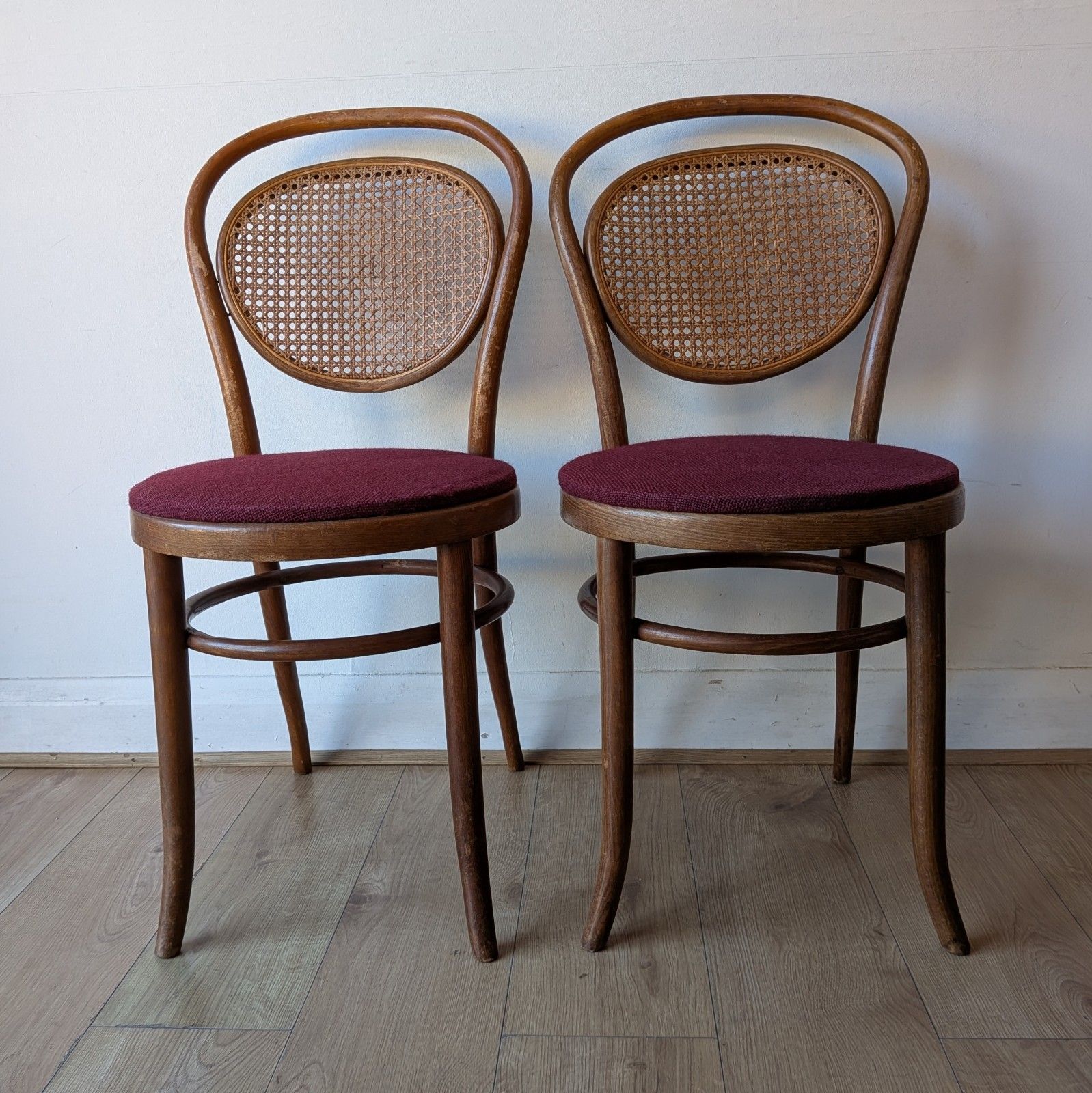 Set Of 4 Vintage Cane Back Dining Chairs | Bistro Style | photo vinterior