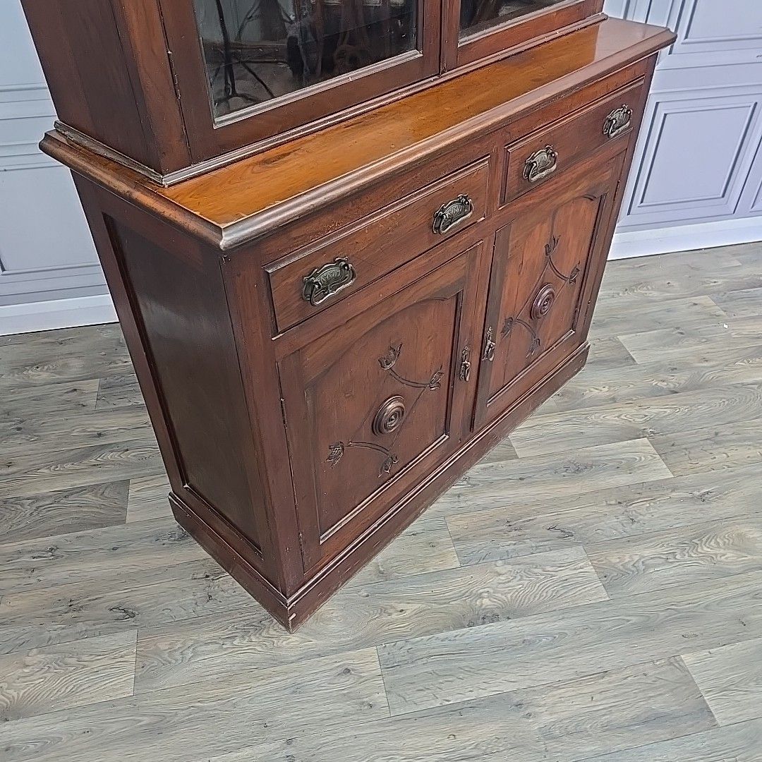 Antique Library Bookcase Dresser Cabinet Glazed Top Sideboard Cupboard Shelves photo for sale