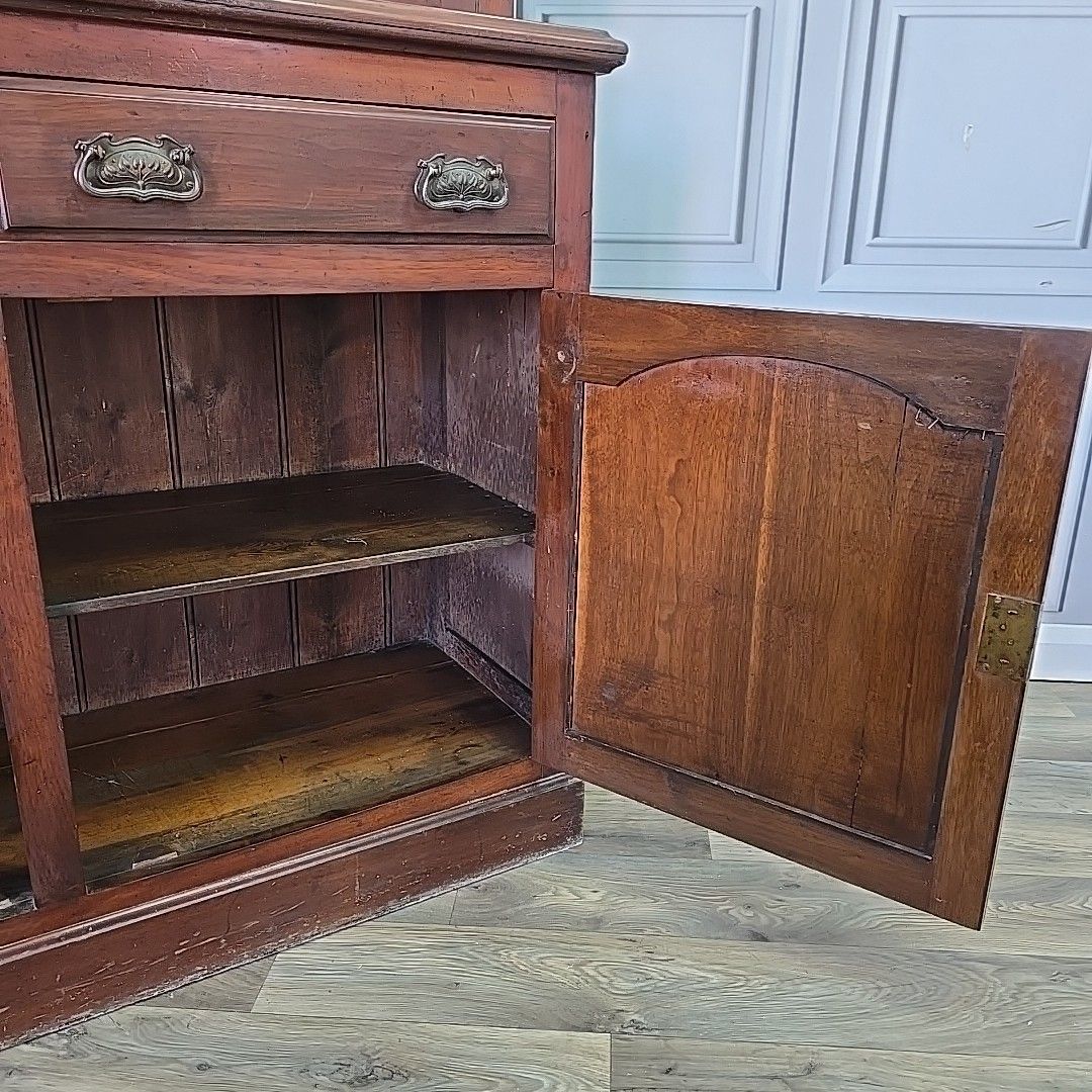 Furniture Antique Library Bookcase Dresser Cabinet Glazed Top Sideboard Cupboard Shelves photo