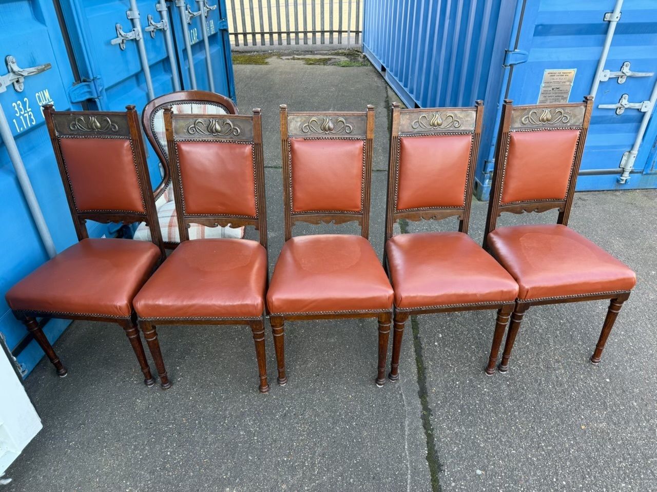 Set Of 6 Victorian Style Carved Press Back Dining Chairs With Matching Carver Armchairs photo Furniture