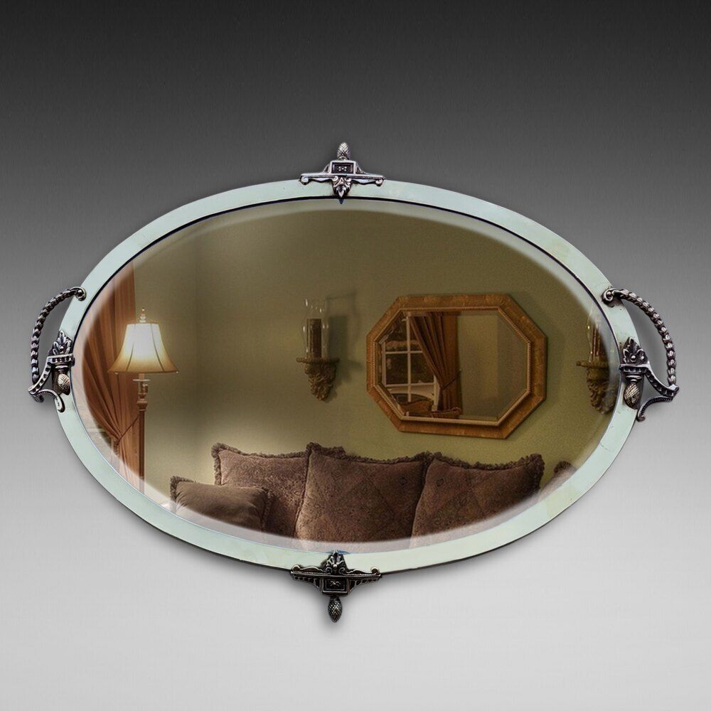 Early 20thc Brass Framed Arts & Crafts Mirror