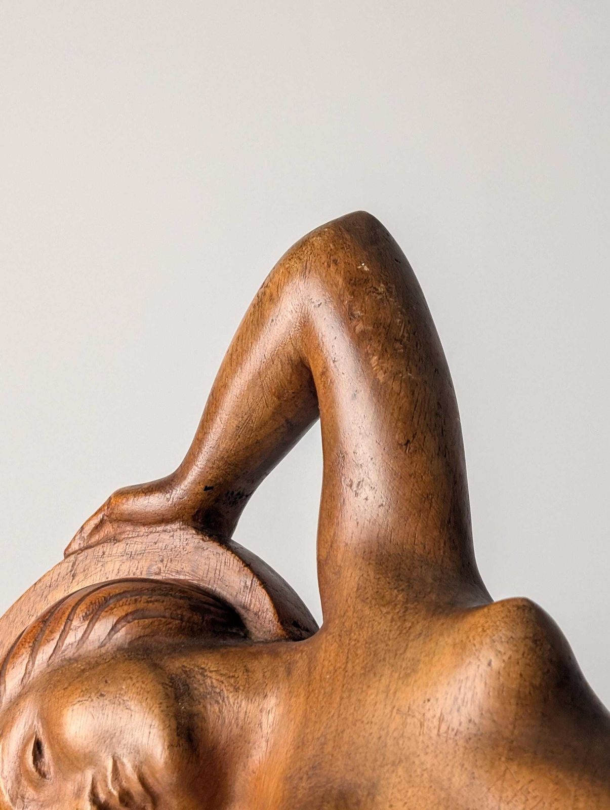 Art Deco Wooden Sculpture By Jens Jacob Bregnø, Denmark, 1900s, Signed photo buy