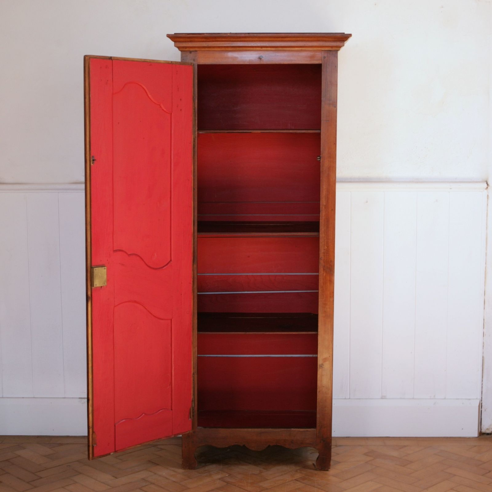 C19th French Fruitwood Bonnetiere Or Armoire photo vintage