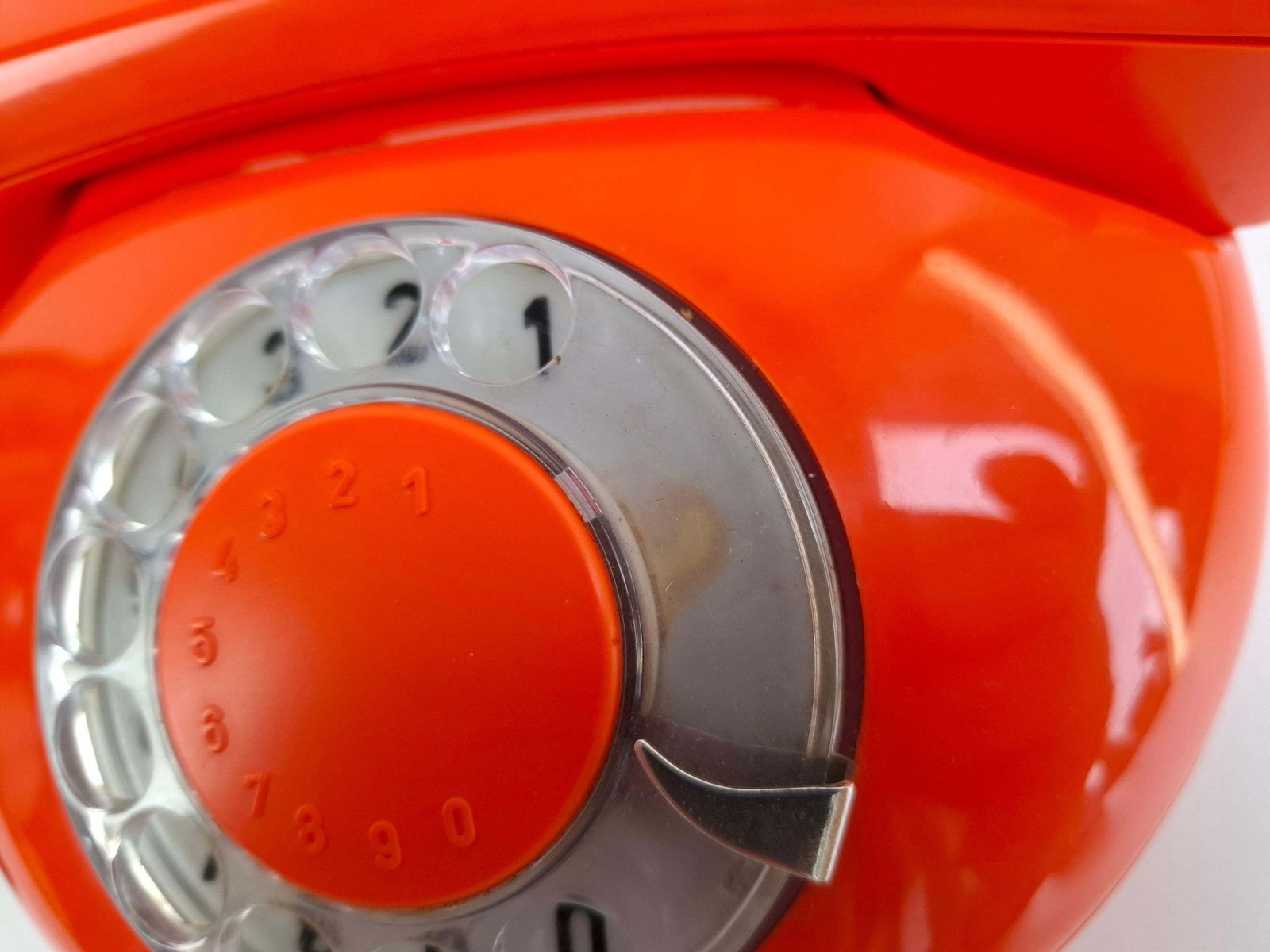 Tesla Midcentury Rotary Desk Telephone, Orange, Czechoslovakia, 1970s photo buy