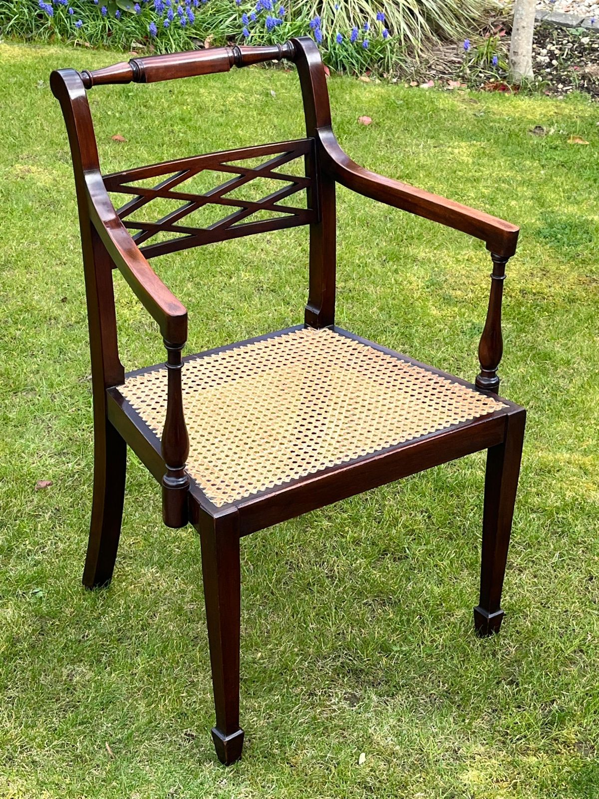 Regency Armchair By English Workshop, Hardwood & Rattan, Circa 1810 photo for sale