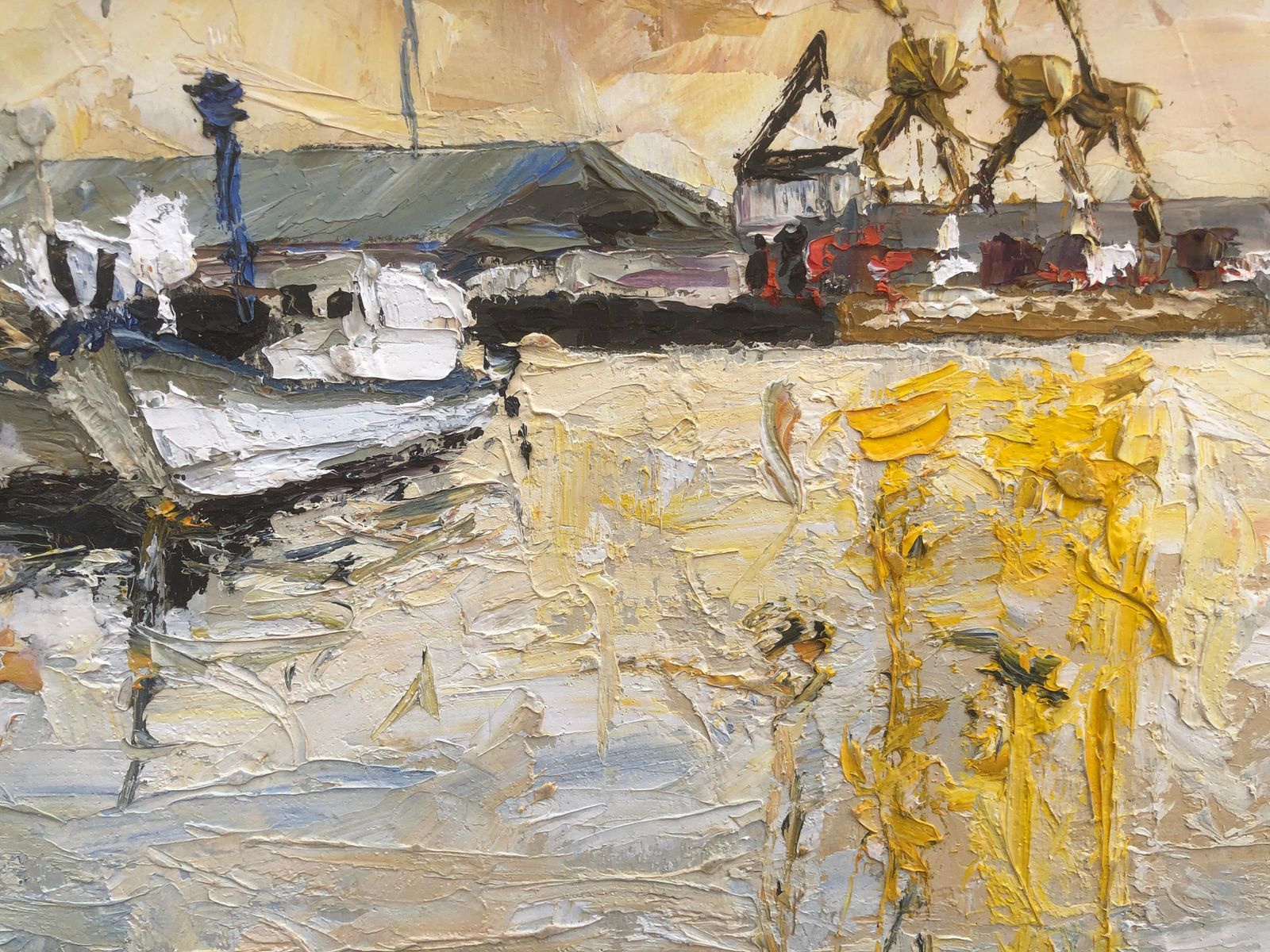 Xavier Aluja Mediterrane Haven Tarragona Vissersschepen Expressionistisch Olieverfschilderij 2004 photo vinterior