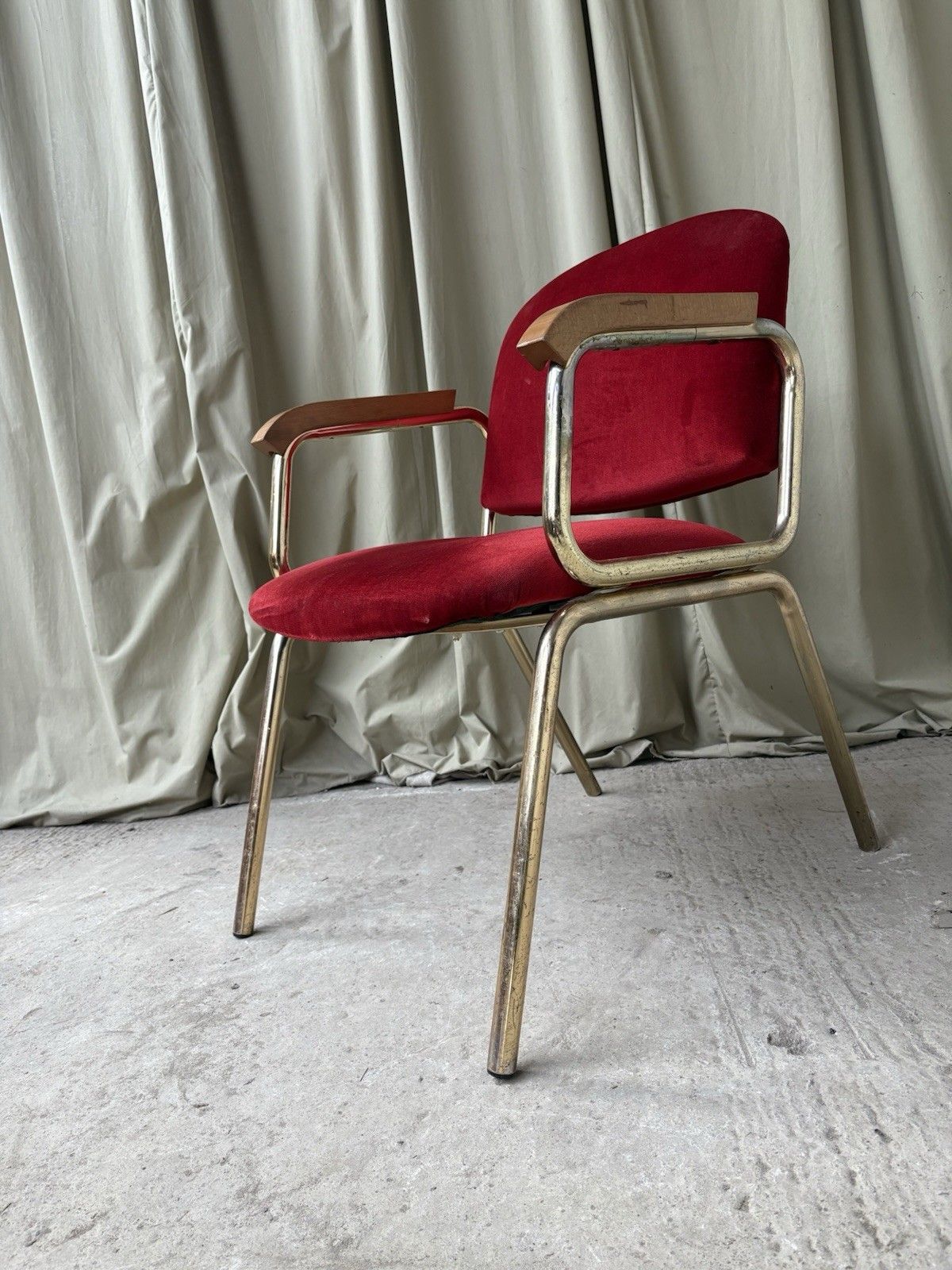 Vtg Late Mid Century Armchair Chrome Desk Chair Lounge Retro Bauhaus Style R1139 photo 155.25