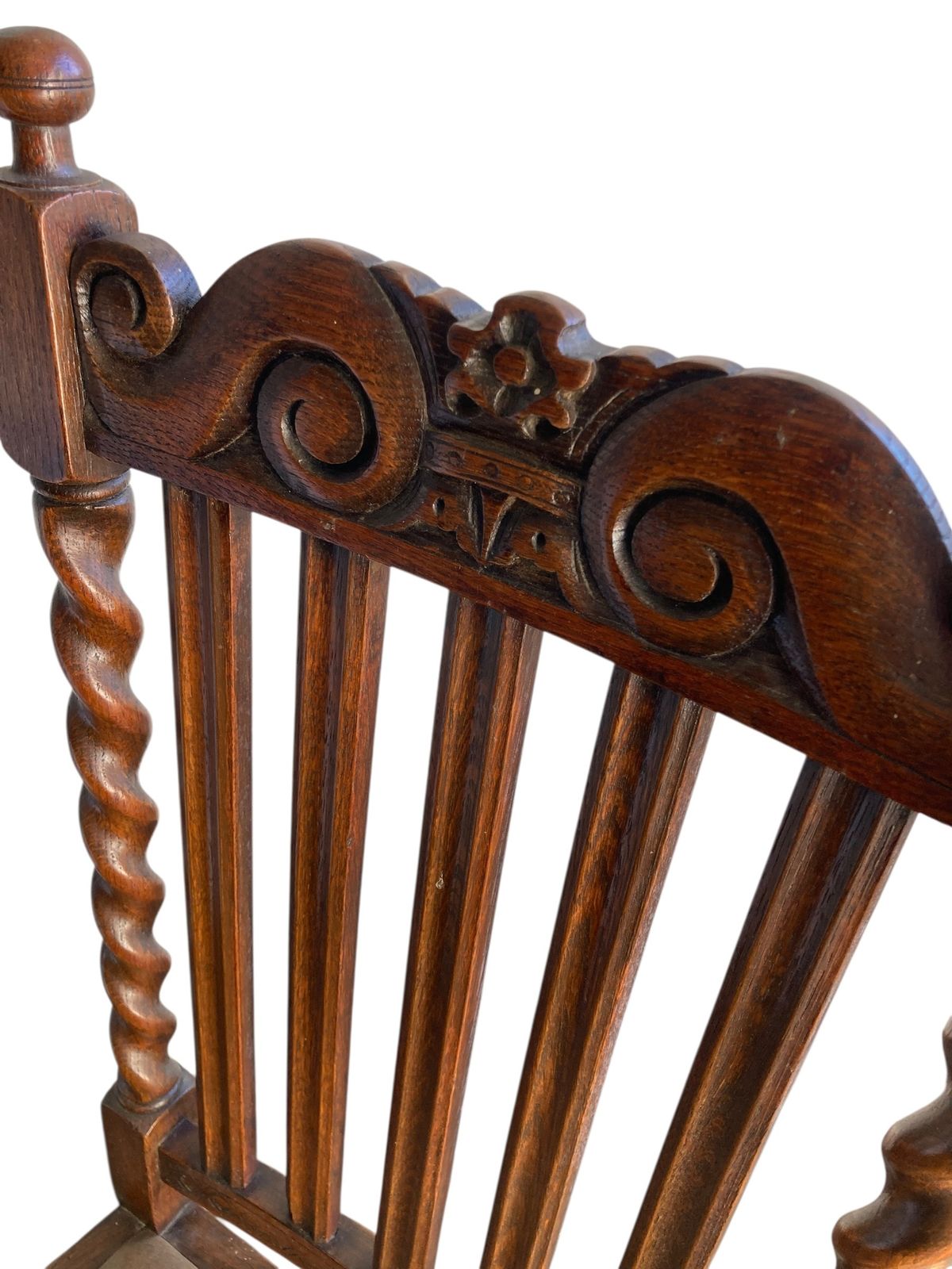 Pair Of Oak Barley Twist Dining Chairs Dating From The Late Victorian photo Furniture