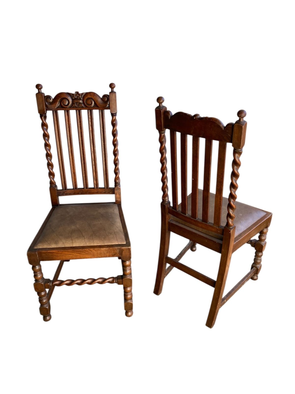 Pair Of Oak Barley Twist Dining Chairs Dating From The Late Victorian photo 345.0