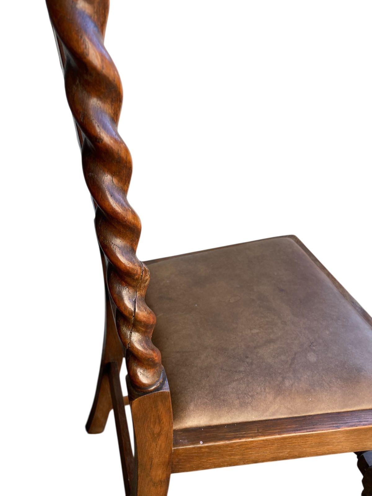 Pair Of Oak Barley Twist Dining Chairs Dating From The Late Victorian photo vintage