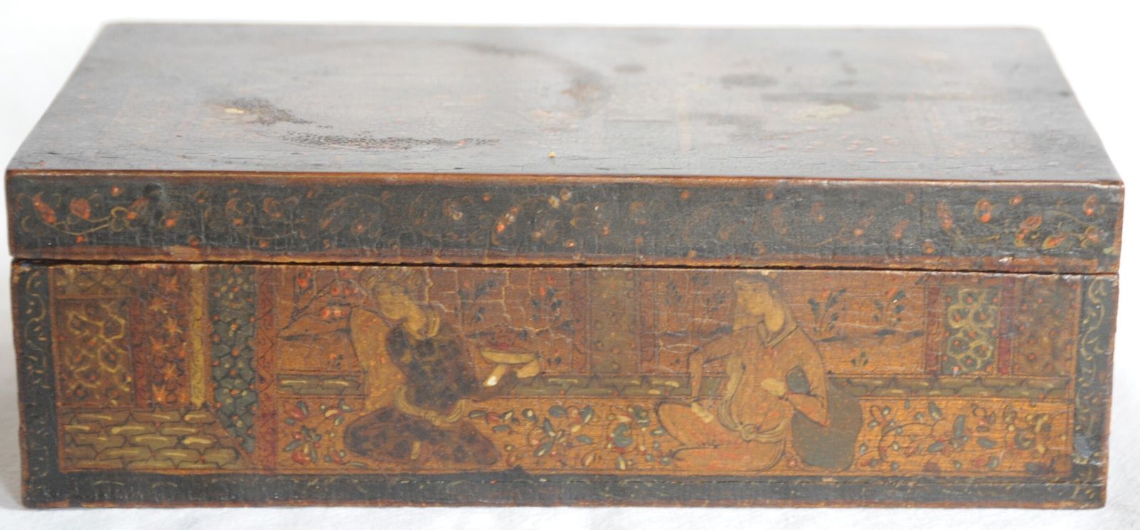 Antique Islamic Qajar Islamic Wooden Jewellery Box With Miniature Paintings photo 421.0