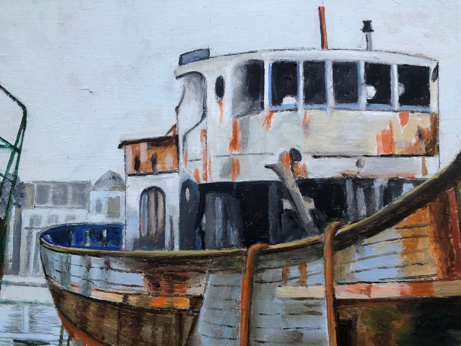Fishing Port France Oil On Canvas Painting Seascape Boats 2016 photo Art
