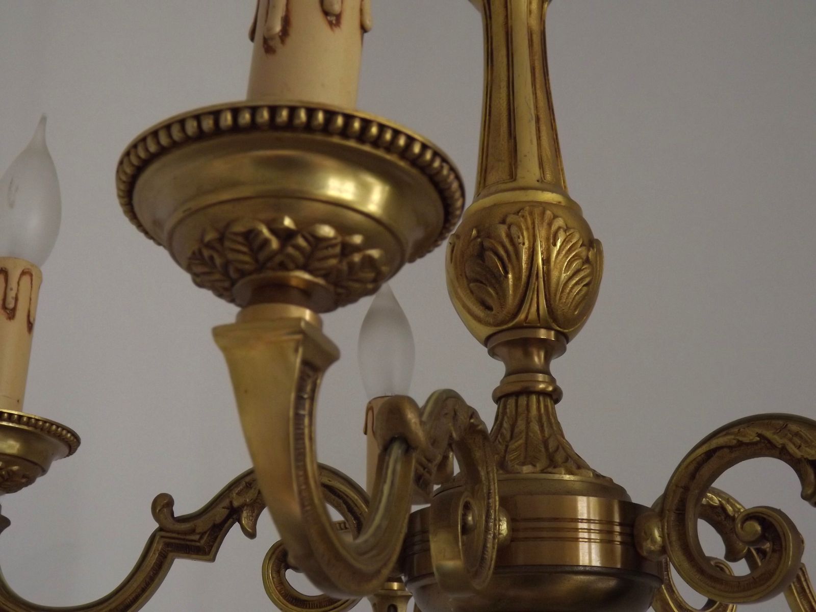 photo buy French Mid Century Quality Bronze 5 Light Traditional Style Chandelier