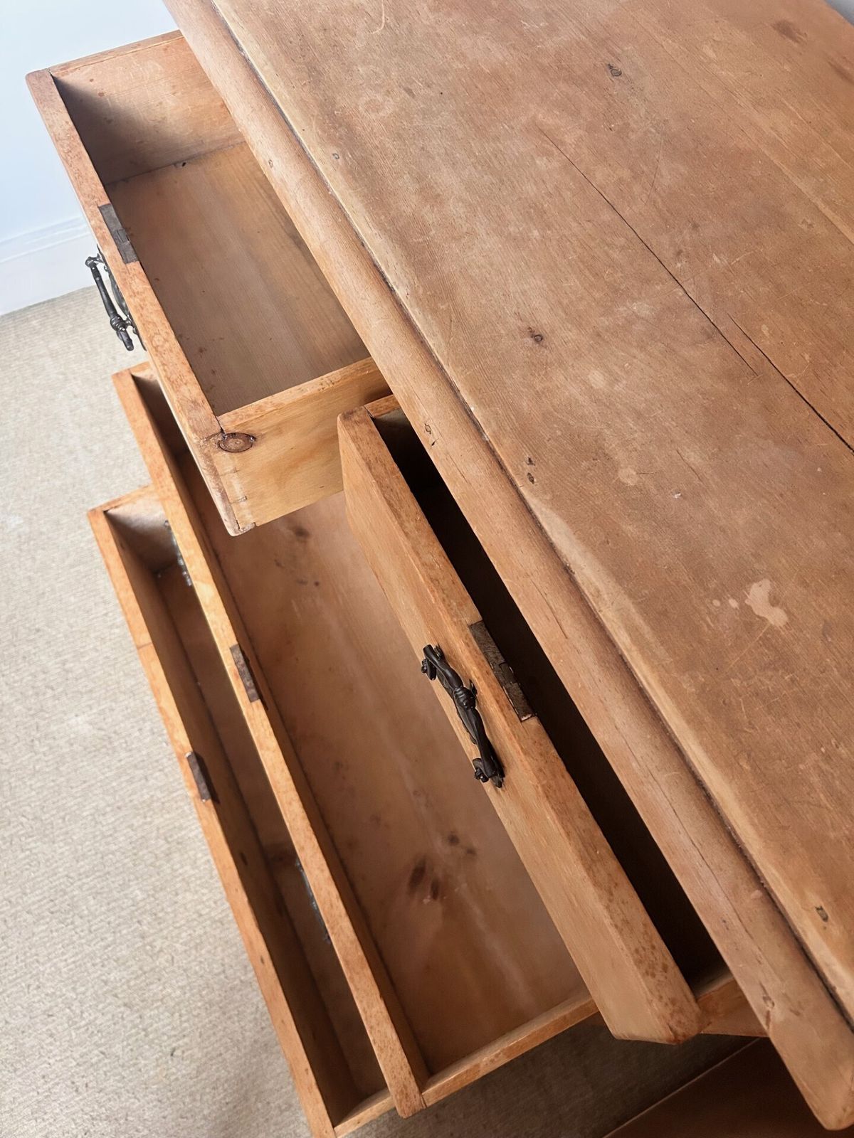 Antique Pine Chest Of Drawers With Original Drop Handles photo Furniture