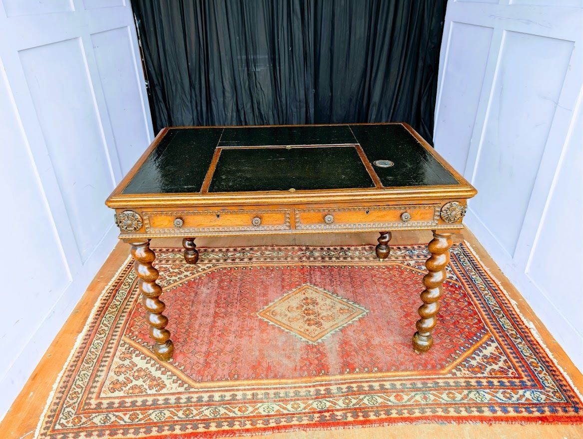 A Unique And Bespoke English 19th Century Neo Jacobean Oak Architects’ Desk photo Furniture