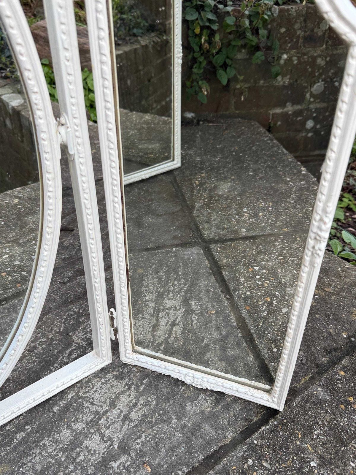 photo buy Vintage French Style Tri Fold Dressing Table Mirror – Ornate Rococo Vanity Mirror In Cream Finish