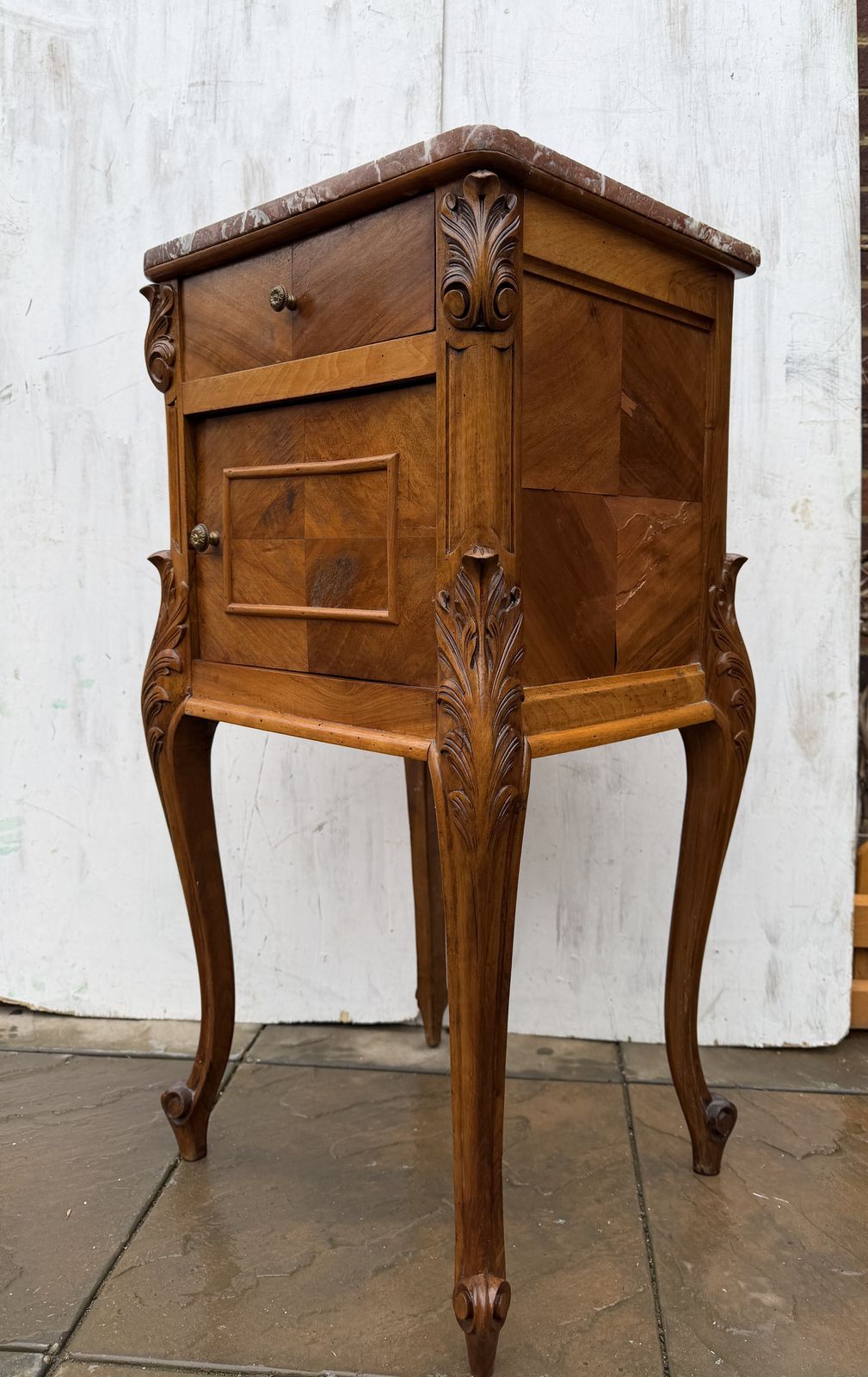 Gorgeous French Louis Style Marble Top Bedside / Side Table – Great Condition photo vinterior