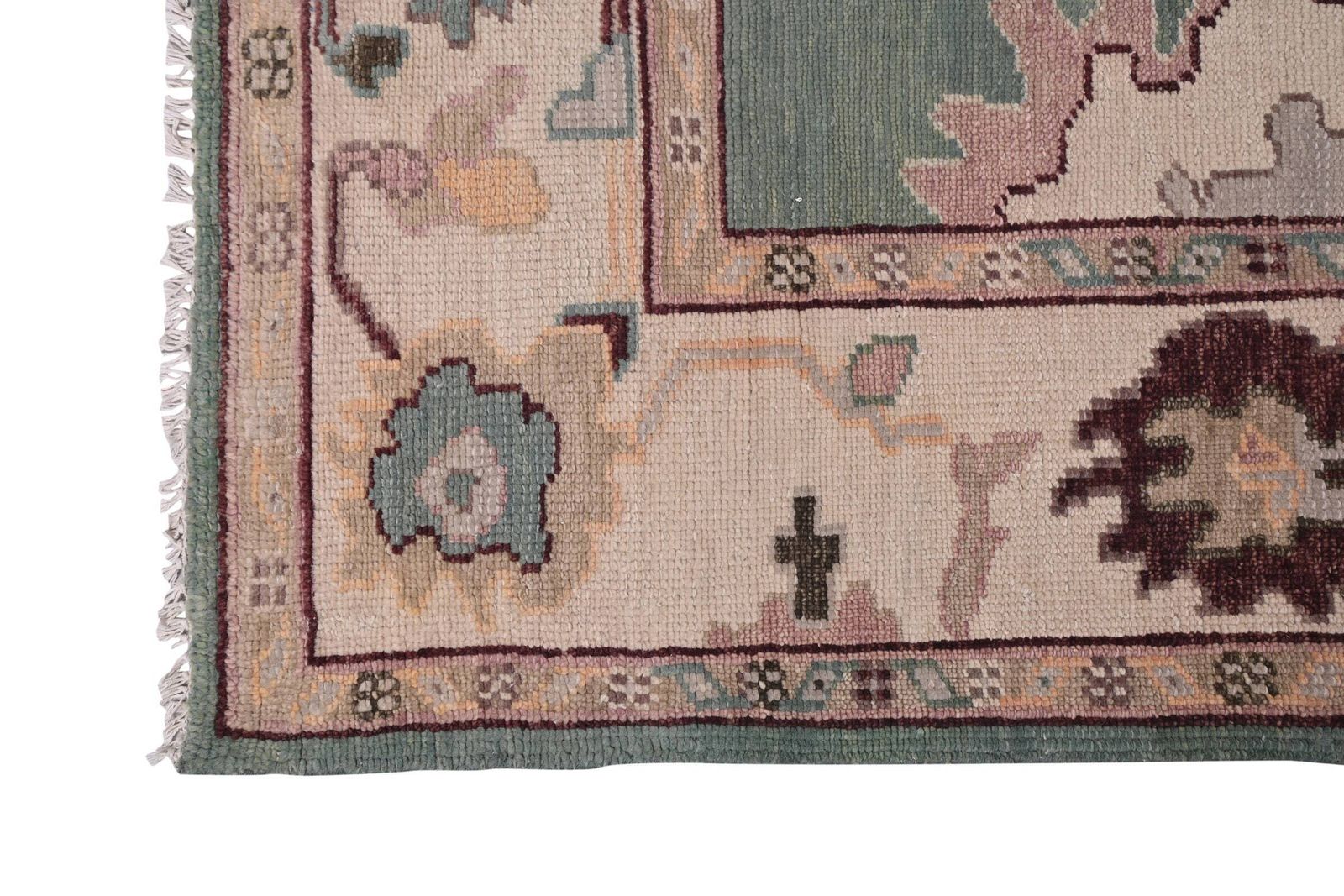 Handknotted Wool Oushak Rug: 9x12 Turkish Style Floor Covering. photo Textiles