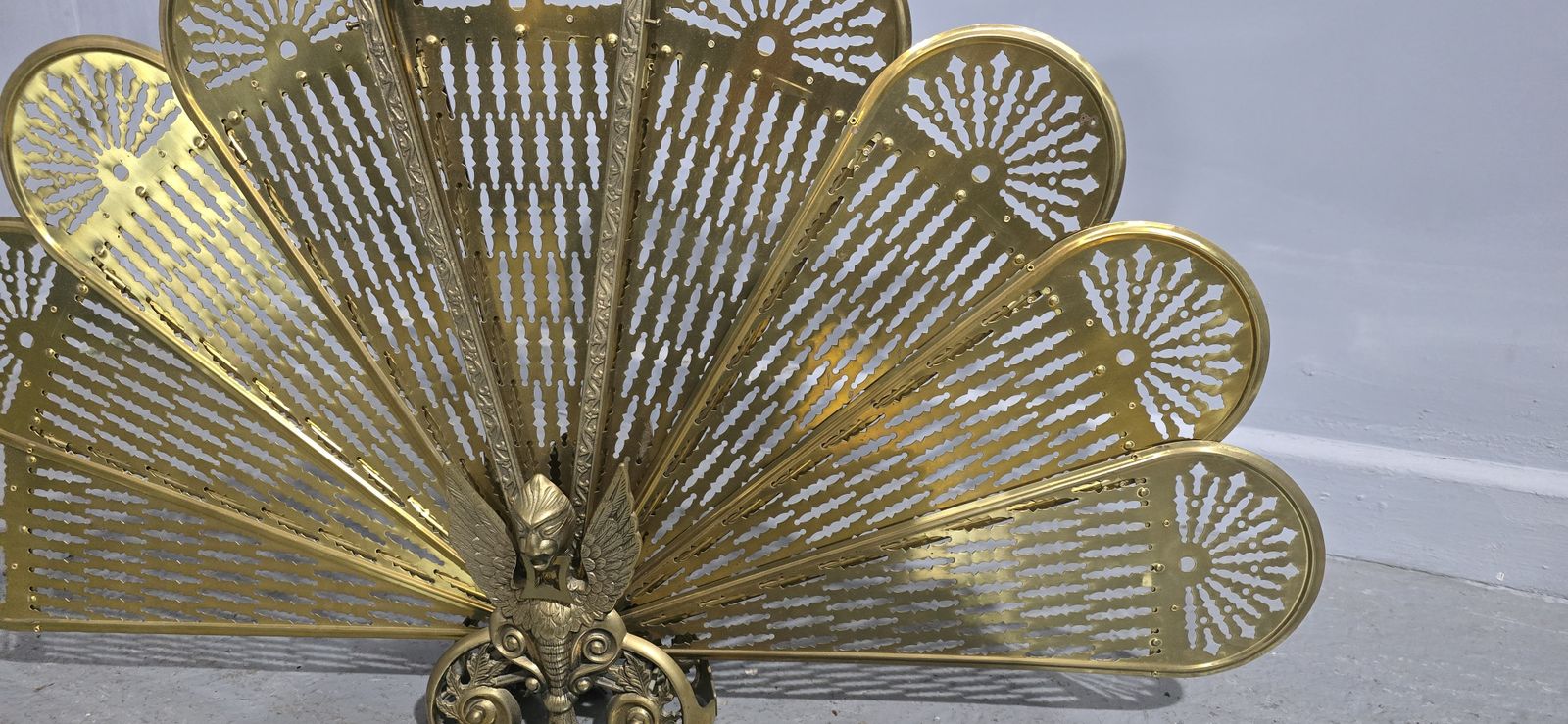 Brass Peacock Fire Screen, 1920s photo Home Decor