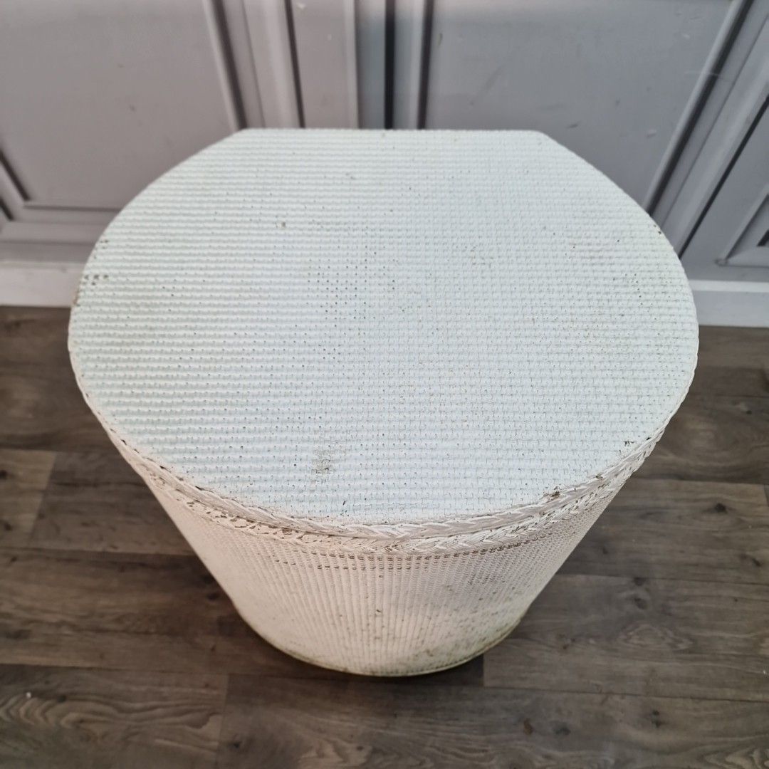 Vintage Laundry Basket Lidded Wicker Hamper Lloyd Loom Style Mid Century Retro photo buy