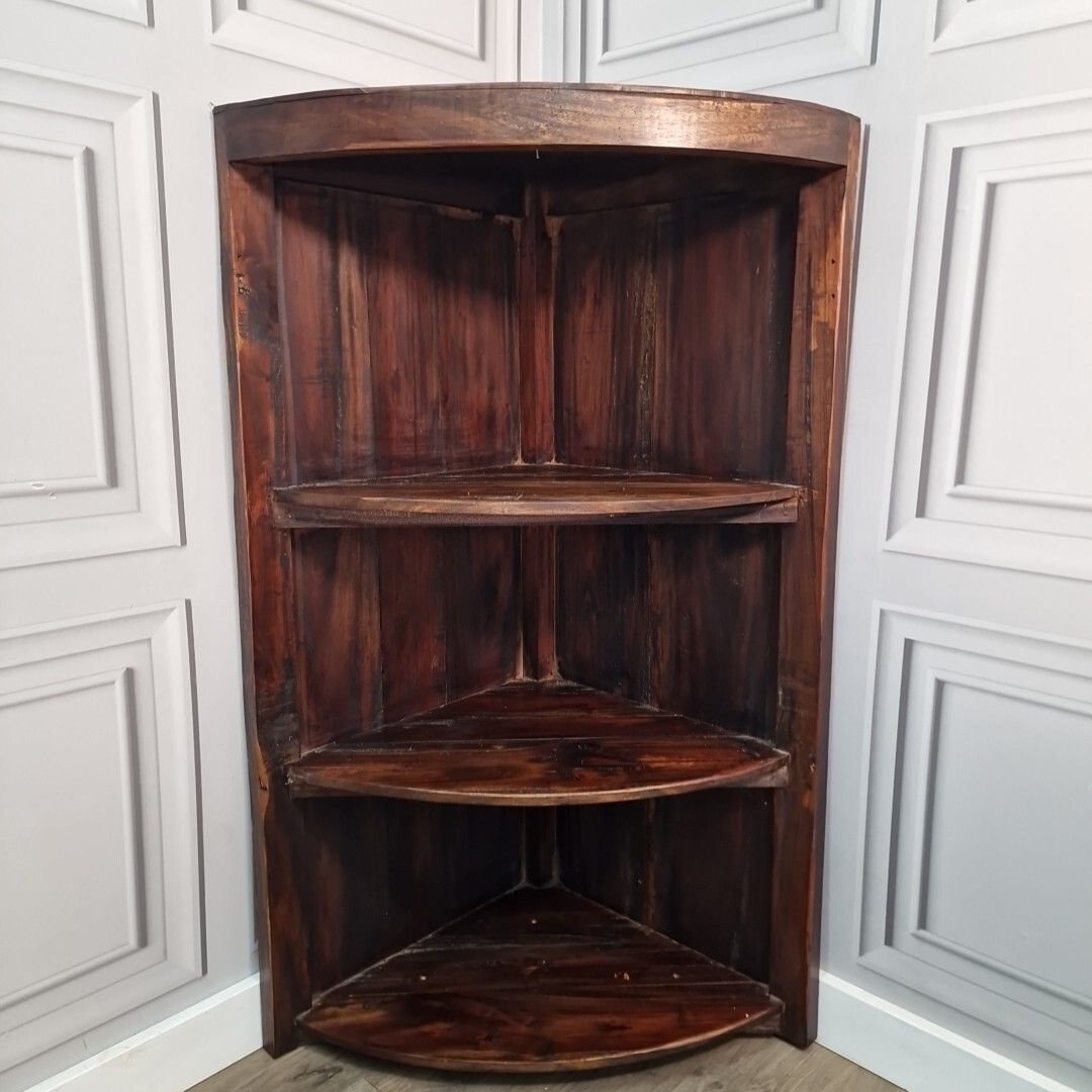 Retro Corner Shelving Unit Vintage Indian Hardwood Solid Wooden Shelf / Shelves photo Furniture