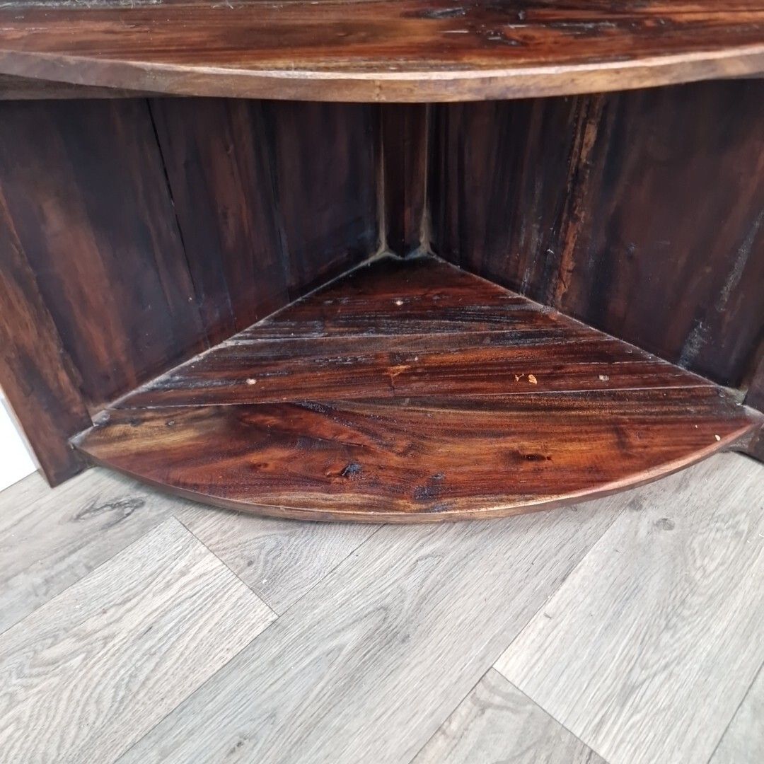 Retro Corner Shelving Unit Vintage Indian Hardwood Solid Wooden Shelf / Shelves photo 140.0