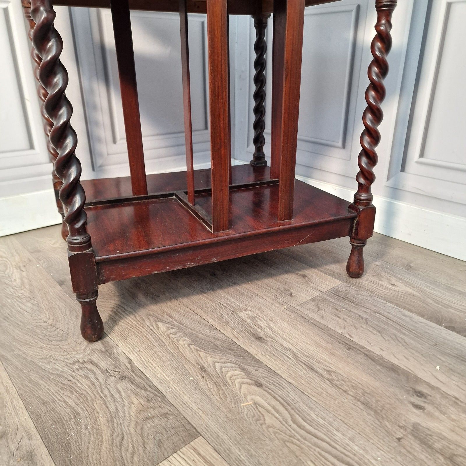 Antique Wooden Edwardian Barley Twist Hall Canterbury Bookcase Table Occasional photo vinterior