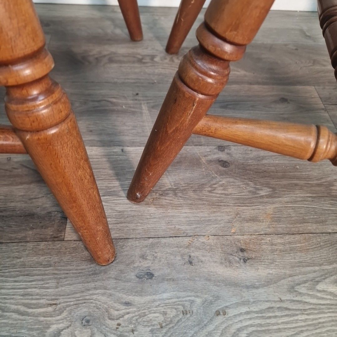 photo vinterior Vintage Farmhouse Dining Chairs Pair Of  2 Upholstered Pub Seats Solid Wood