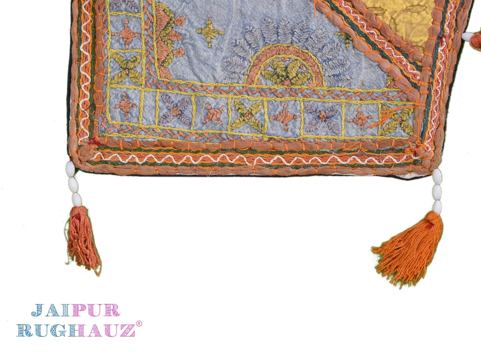 Vintage Embroidered Toran: Indian Cotton Wall Hanging (67x39 In). photo Art