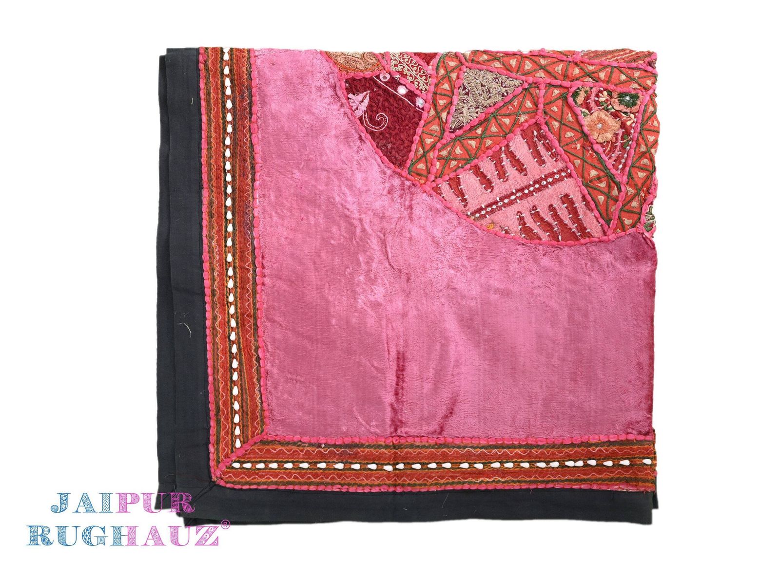 Vintage Indian Elephant Tapestry: Hand Embroidered Floral Wall Hanging. photo 508.0