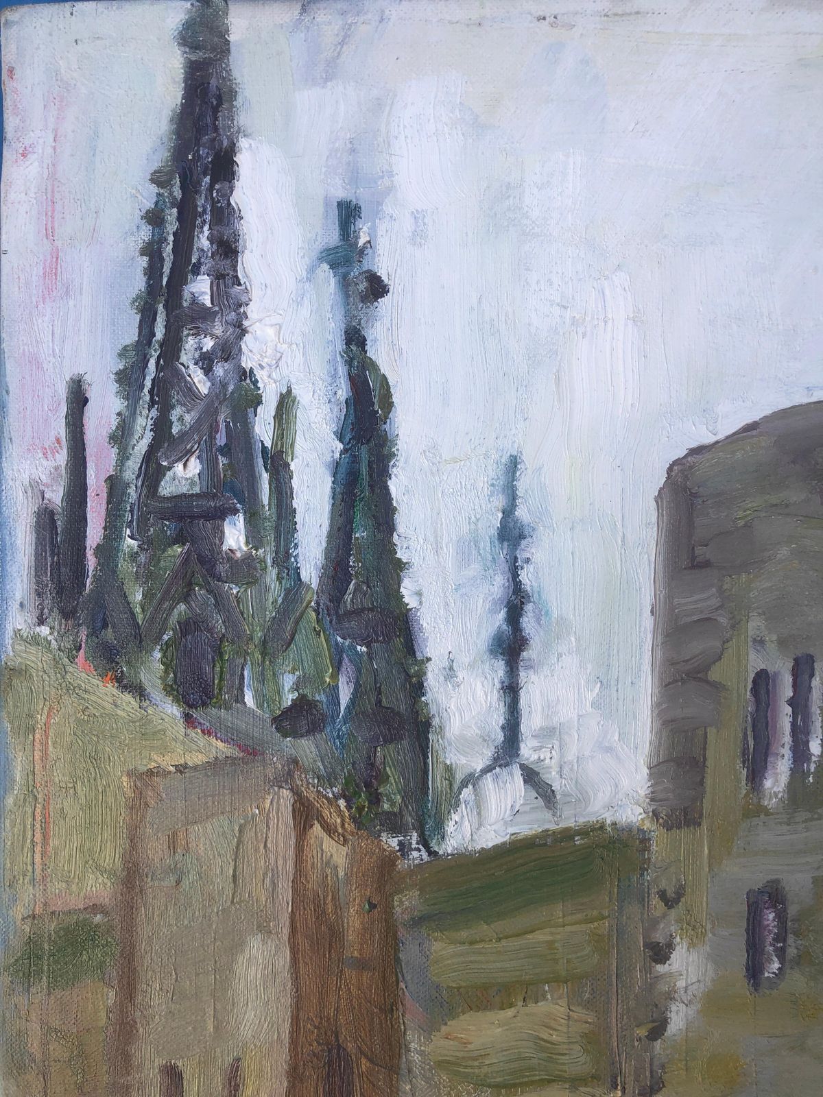 Ignasi Mundó Plaza Nova Barcelona Gothic Quarter Oil Painting Spanish Fauvist Cityscape 1986 photo buy