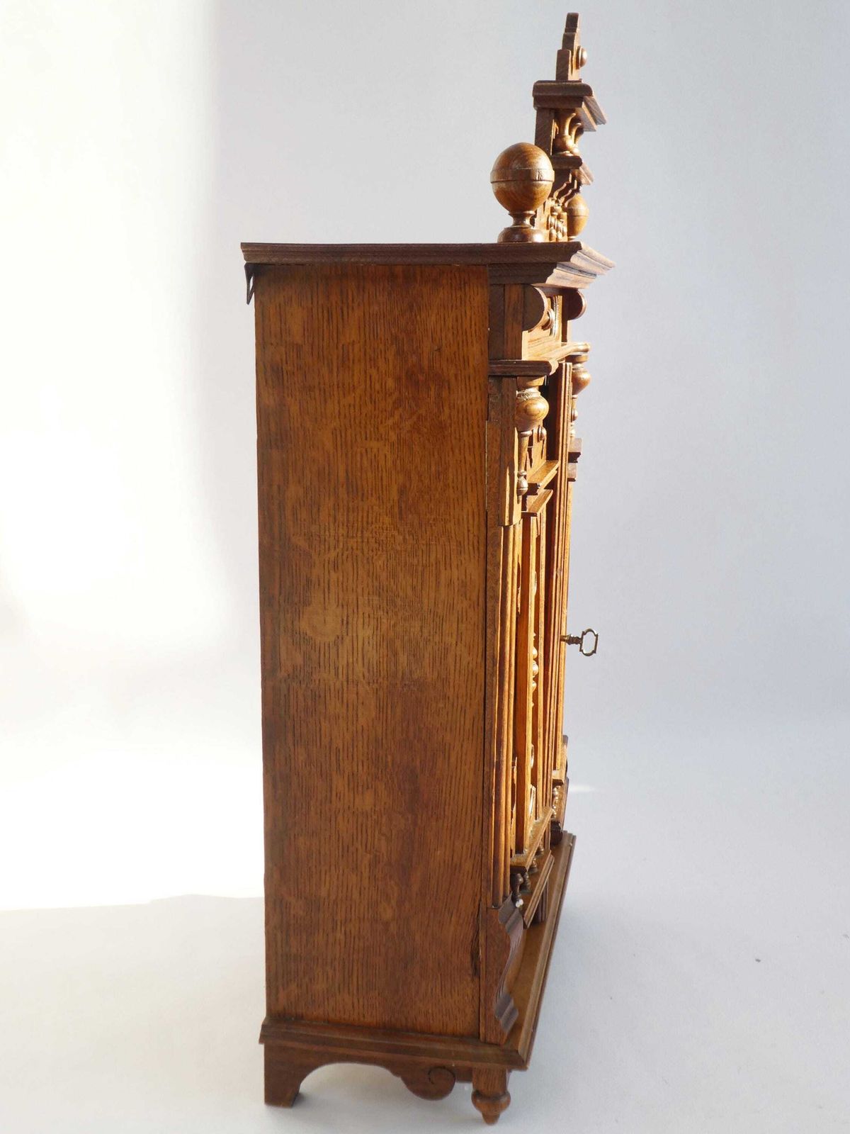 Antique Solid Oak Cabinet Gothic Style, Hand Carved Wooden Cupboard, Rustic European Storage Furniture photo Furniture