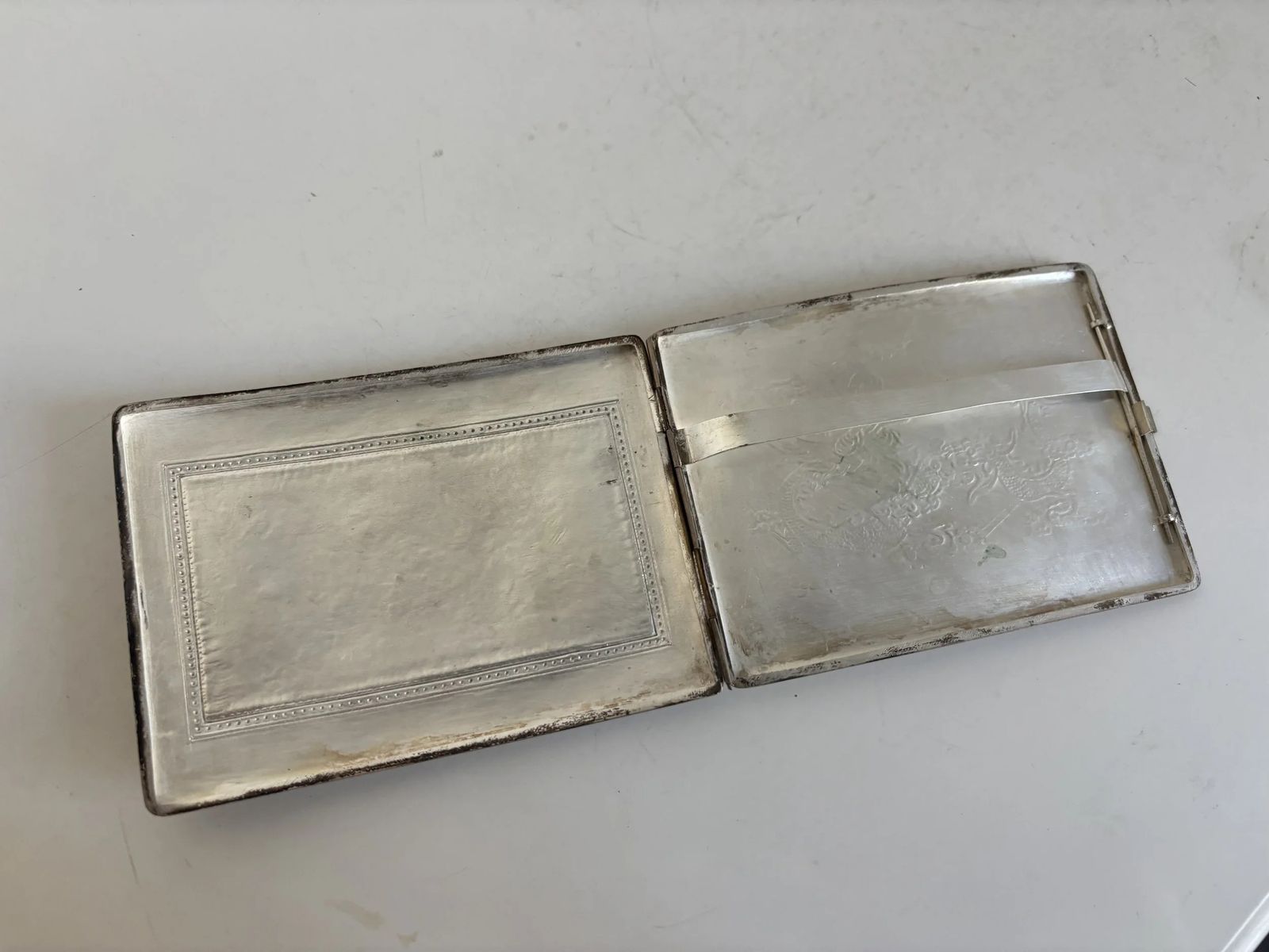 Vintage Chinese Silver Plated Mother Of Pearl Cigarette Case, Circa 1900   12.5 X 9 Cm photo vinterior
