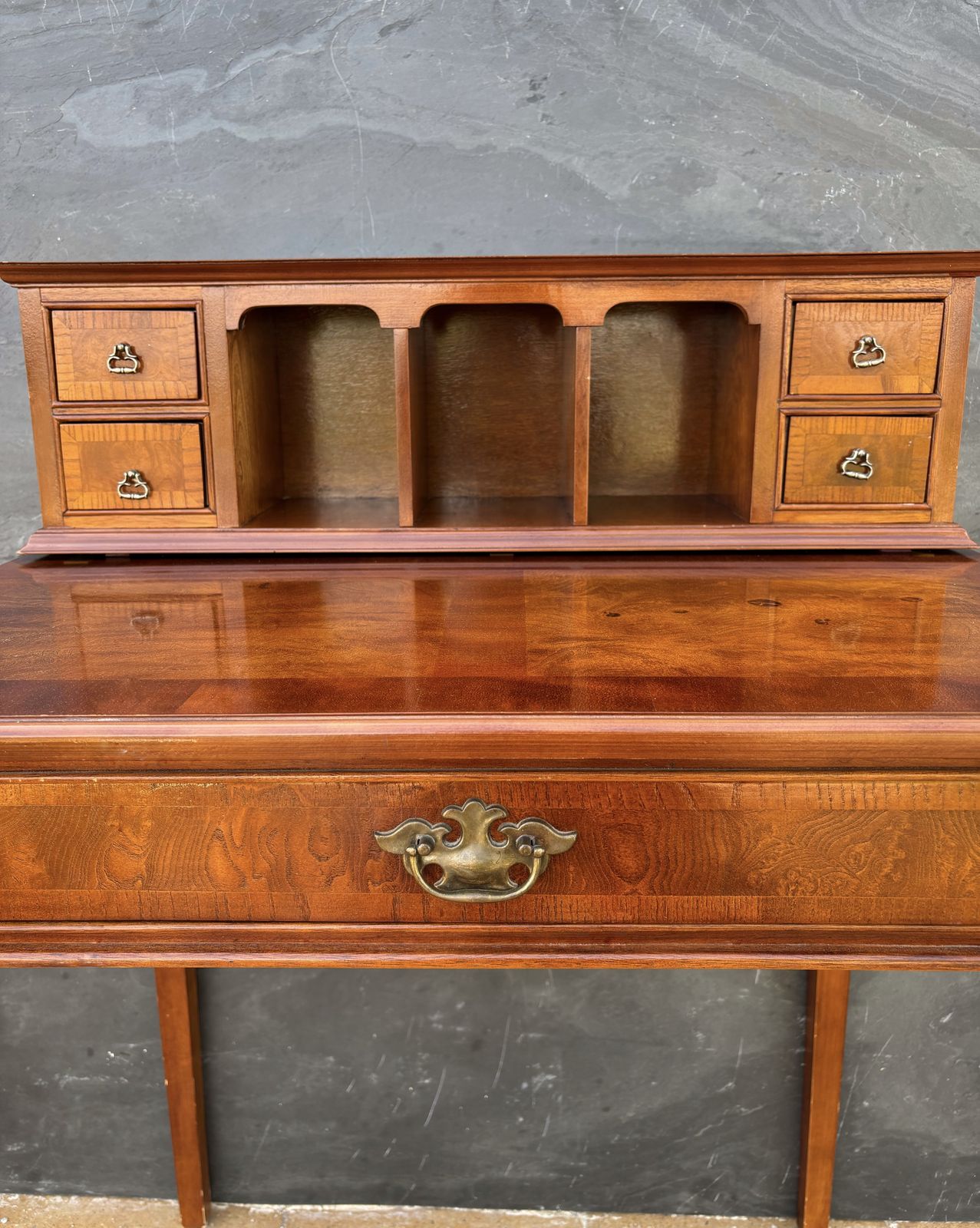 French Louis XVI Style Writing Desk With Gallery, 1930s photo vintage