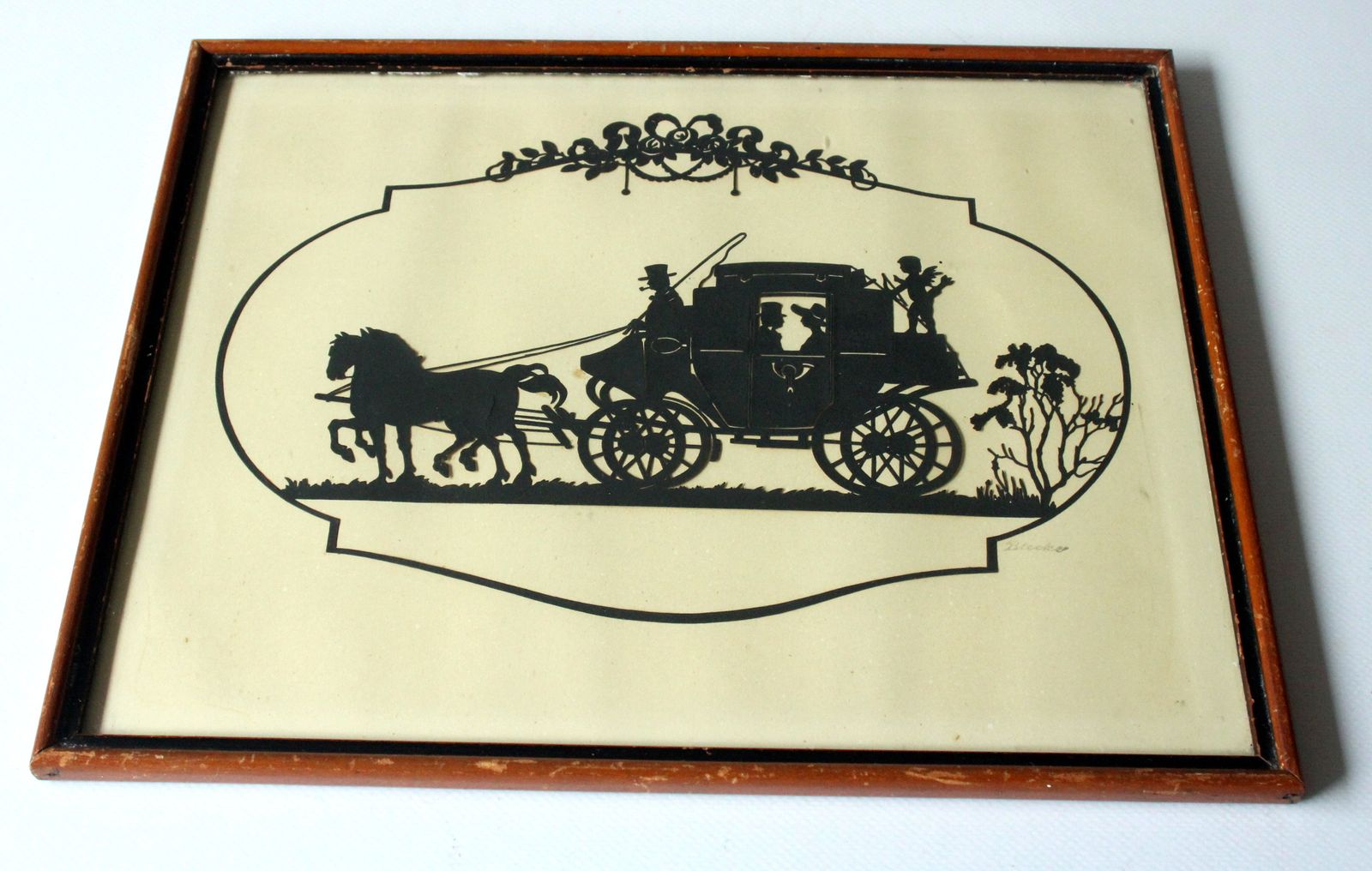 1920s   Antique Silhouette Paper Cut By Willy Blecke   Original   Handsigned   Professionally Framed photo for sale