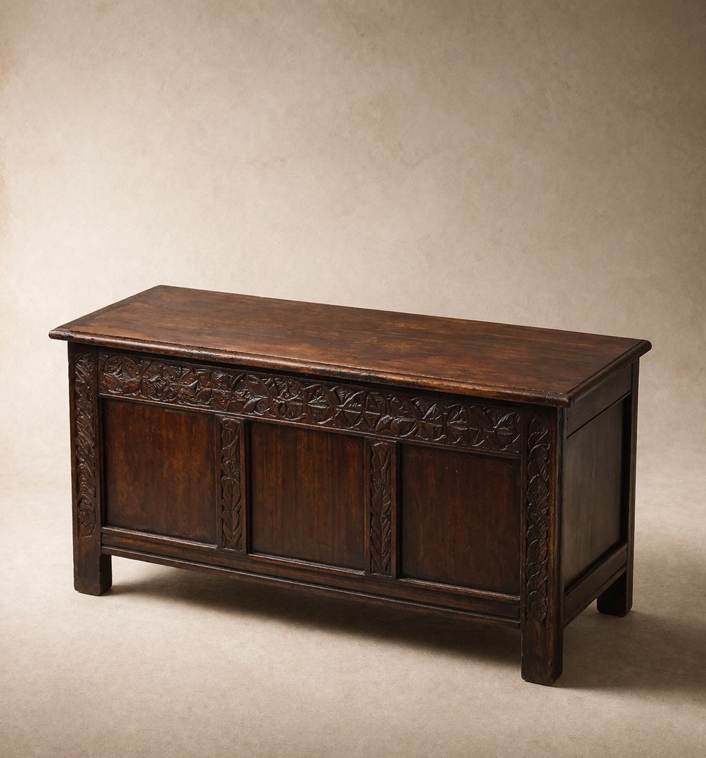 Late 19th Century Oak Coffer / Blanket Chest – Jacobean Revival, C.1880–1900