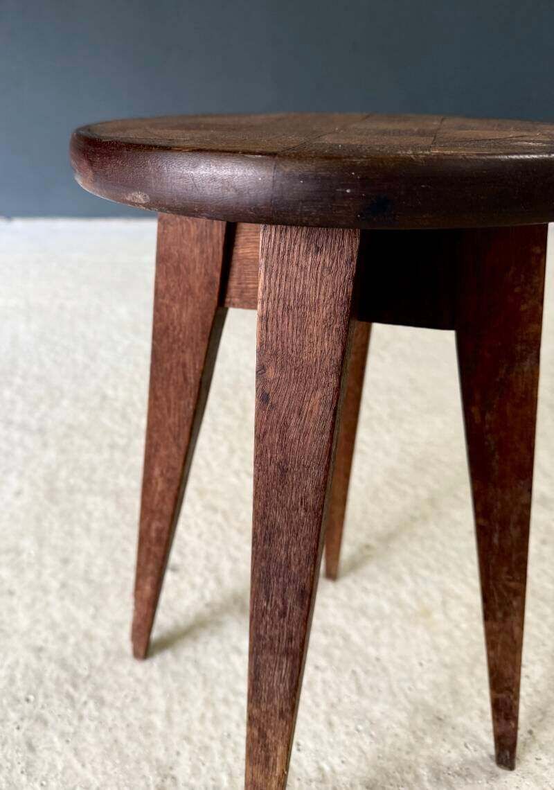 Reconstruction Design Marquetry Inlay Stool, France 1940's photo vinterior