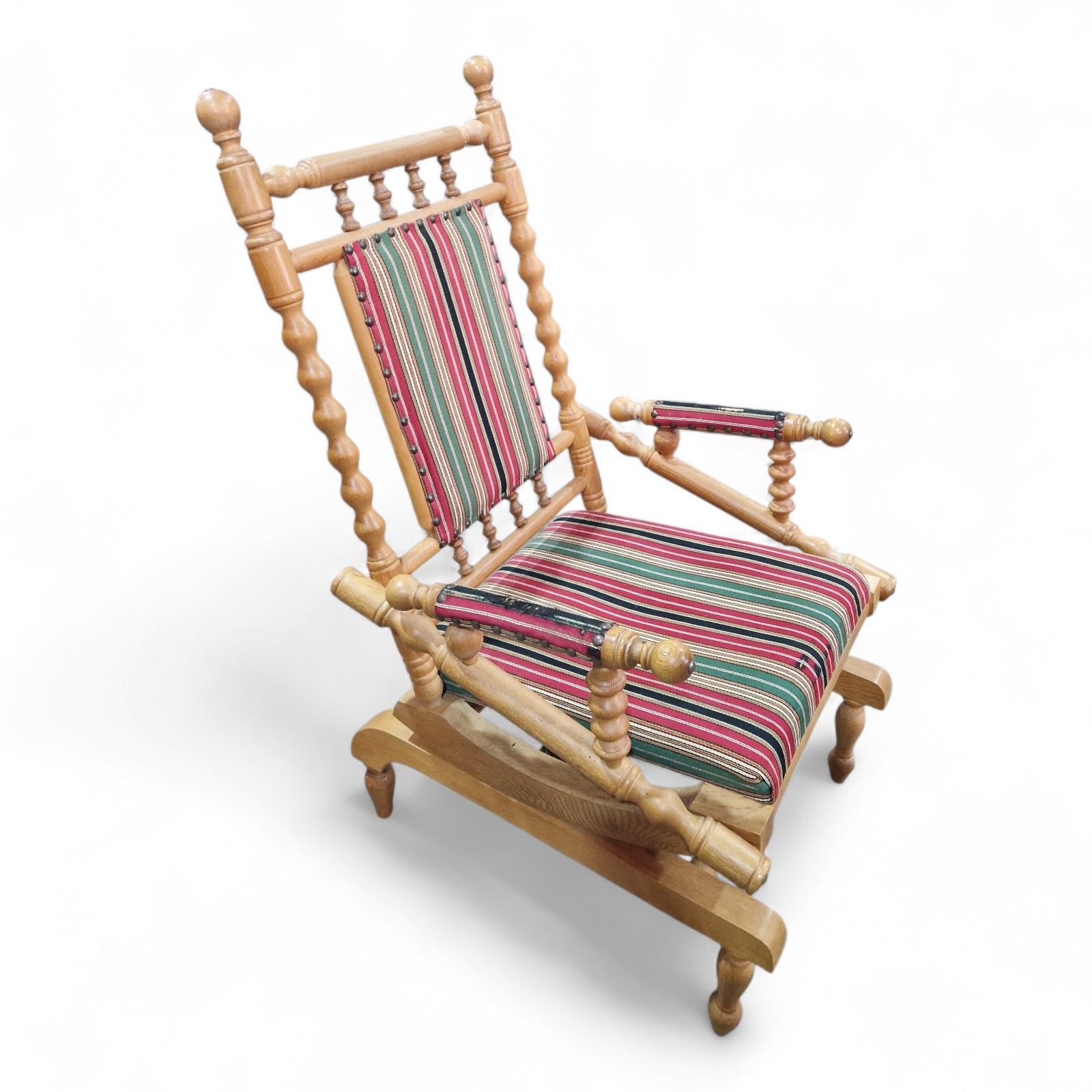 Antique Spindle Rocking Armchair Vintage Bobbin Oak Relaxer Reading Chair photo Furniture