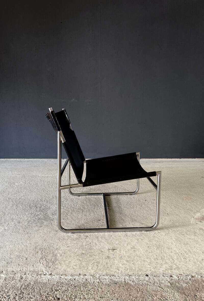 Mid Century Modern Minimalistische Design Leren Lounge Stoel, Frankrijk Jaren 1970 photo buy