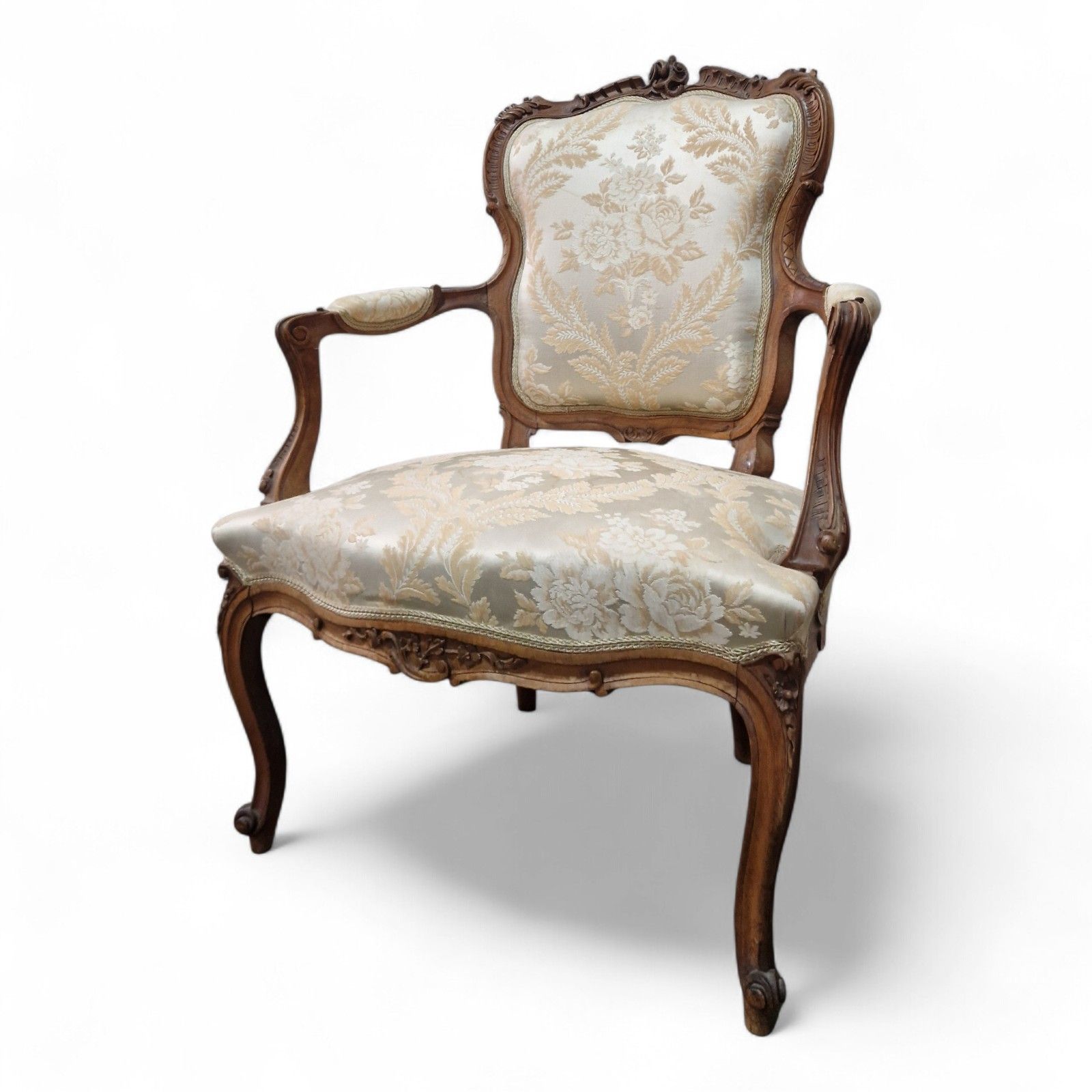 French Walnut Armchair Carved Occasional Chair Bedroom Parlour Seat 1 Of Pair