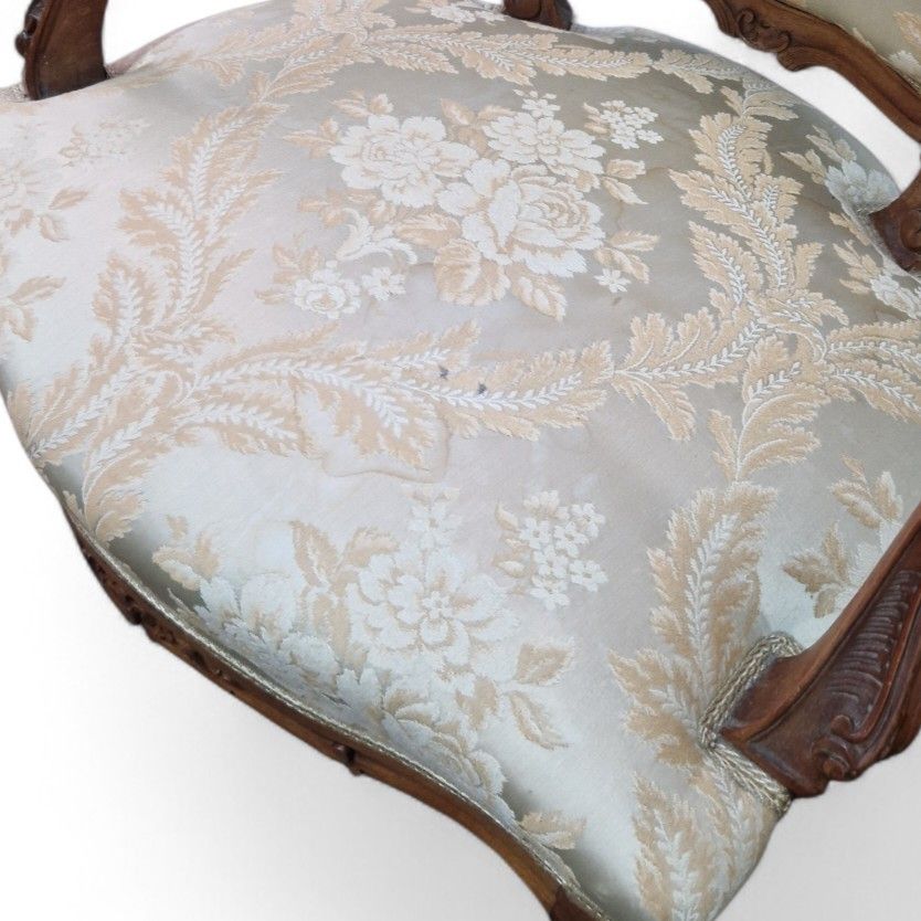 French Walnut Armchair Carved Occasional Chair Bedroom Parlour Seat 1 Of Pair photo 145.0