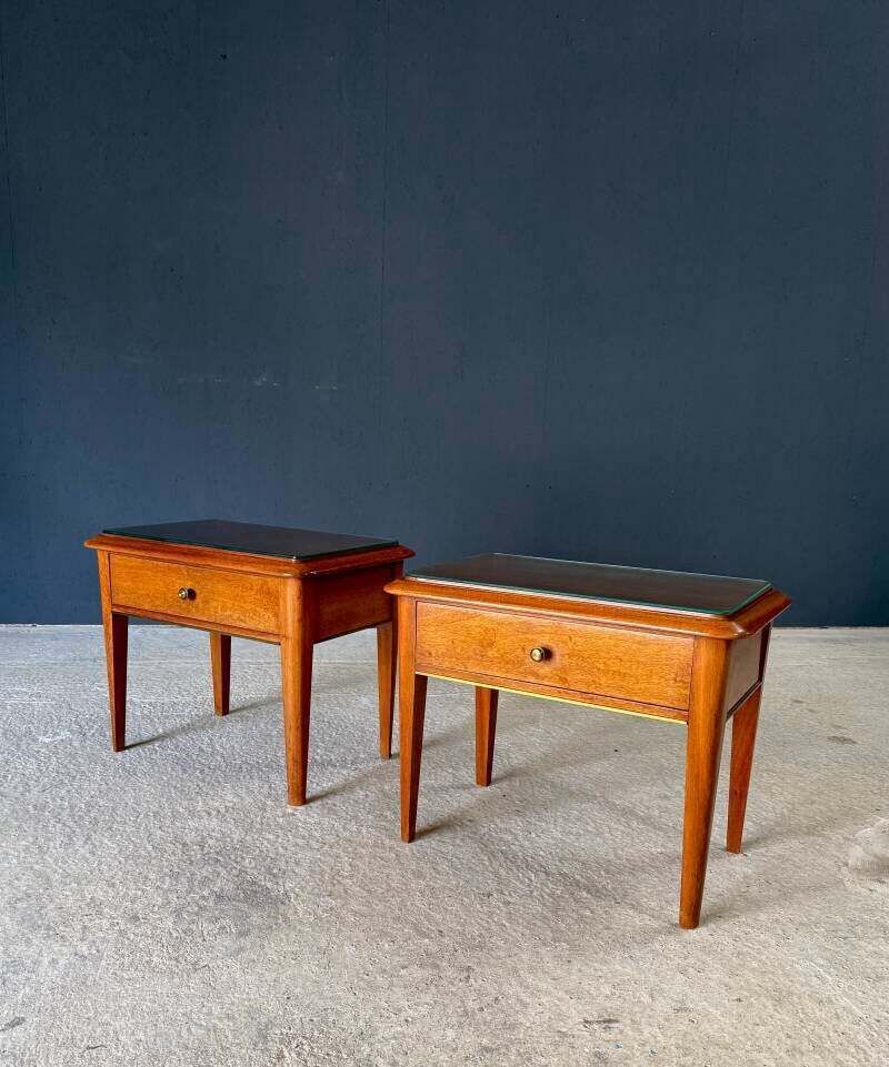 Midcentury Design Bedside Cabinet Set, Italy 1950's photo vintage