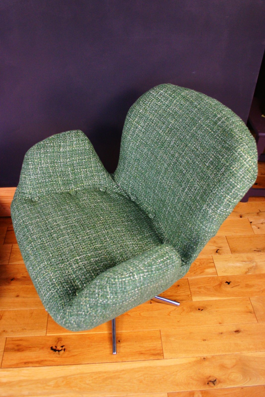 1970s Hungarian Mid Century Swivel Lounge Chair – Recently Reupholstered Sculptural Frame photo for sale