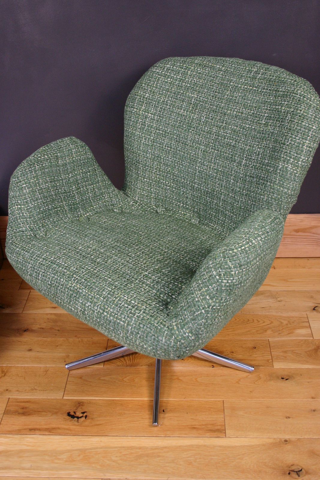 1970s Hungarian Mid Century Swivel Lounge Chair – Recently Reupholstered Sculptural Frame photo furniture