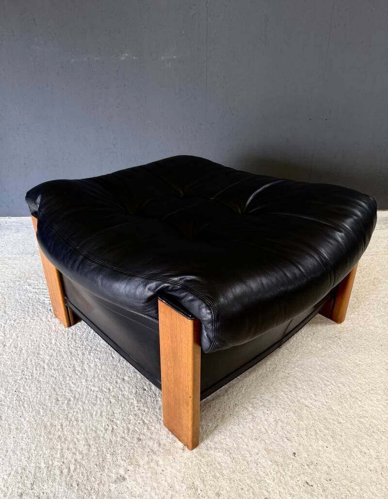Postmodern Design Artona Xl Leather Ottoman By Afra & Tobia Scarpa For Maxalto, Italy 1980's photo vintage